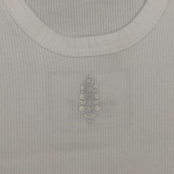 Free People Step One Ribbed Tank In Painted White. Sz M - Picture 6 of 9